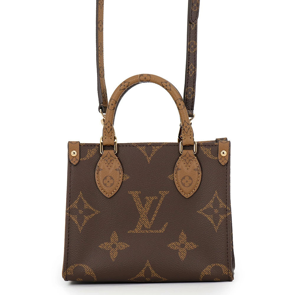 Louis Vuitton Monogram Reverse OnTheGo 2Way Shoulder Bag Canvas Leather Brown